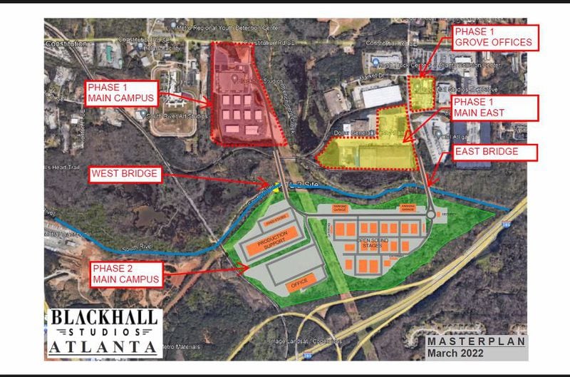 A map of the proposed expansion of Blackhall Studios in southern DeKalb County. SPECIAL PHOTO