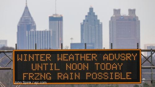 Metro Atlanta is under a winter weather advisory until noon, according to the National Weather Service. JOHN SPINK / JSPINK@AJC.COM