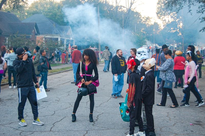 In past years Bryan Avenue in the Jefferson Park neighborhood of East Point, has had epic Halloween celebrations, creating scenes like this one. That's not happening this year. Courtesy of Noel Mayeske