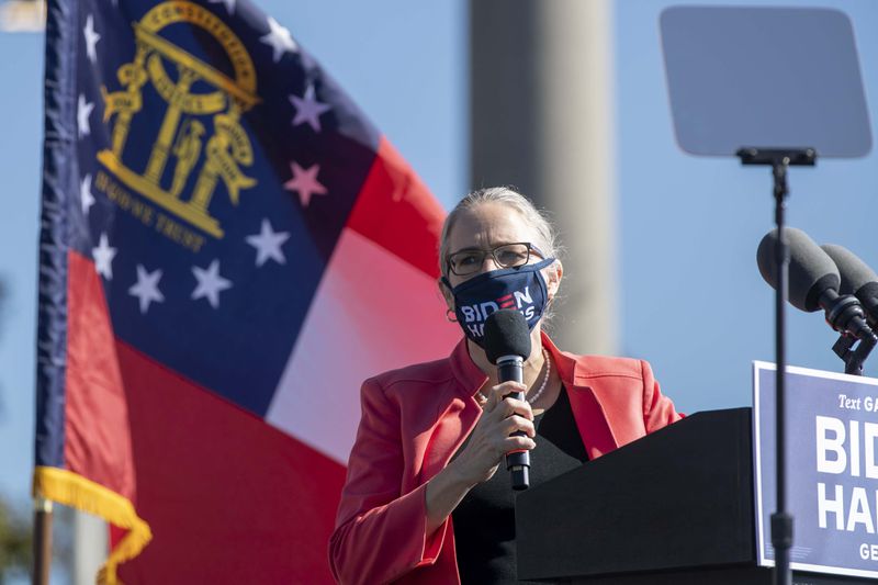 With her PPP Extension Act of 2021 that cleared the U.S. Senate Thursday, U.S. Rep. Carolyn Bourdeaux (D-Suwanee) became the first new member of the 117th Congress to pass a bill out of both chambers of U.S. Congress. (Alyssa Pointer / Alyssa.Pointer@ajc.com)