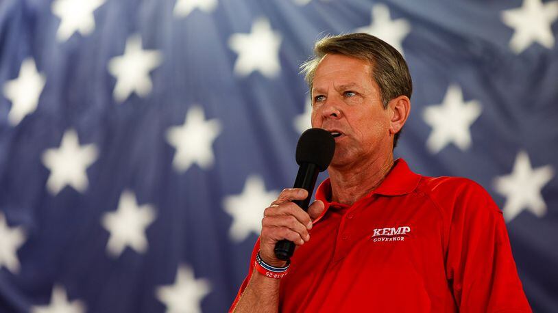Gov. Brian Kemp makes a speech during the 17th annual Floyd County GOP Rally at the Coosa Valley Fairgrounds on Saturday, Aug. 7, 2021 in Rome. (Photo: Troy Stolt / Chattanooga Times Free Press)