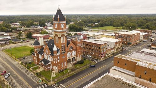 Ten different historic structures and sites from around the state are listed in the Georgia Trust for Historic Preservation's annual 10 Places in Peril, including the Terrell County Courthouse, in Dawson, in southwest Georgia. The courthouse, one of the tallest in the state, was damaged by Hurricane Michael and has been empty since 2018. Courtesy of MotorSportMedia/Halston Pittman