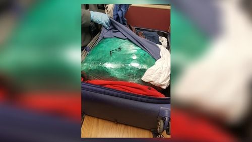 Atlanta police said suspected marijuana was found inside the luggage of four men traveling from Las Vegas to Atlanta last week.