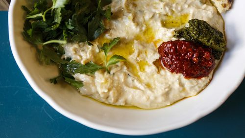 Msabaha, a chunky hummus at Bavel's restaurant.  (Maria Alejandra Cardona/Los Angeles Times/TNS)