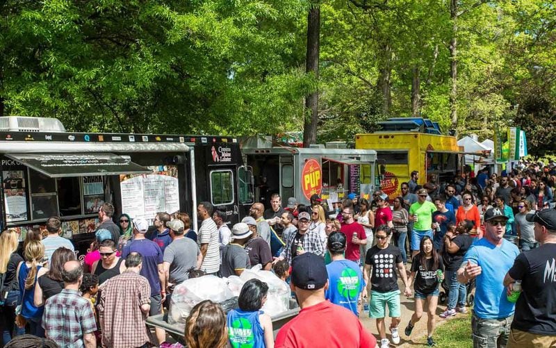 Crowds gather at Food-O-Rama Grant Park on April 1.