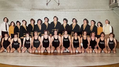 Georgia Tech wrestlers pose for the 1979-80 team photo.