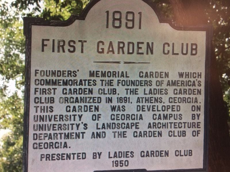 A historical marker commemorates the first garden club in the U.S., the Ladies Garden Club of Athens. CONTRIBUTED