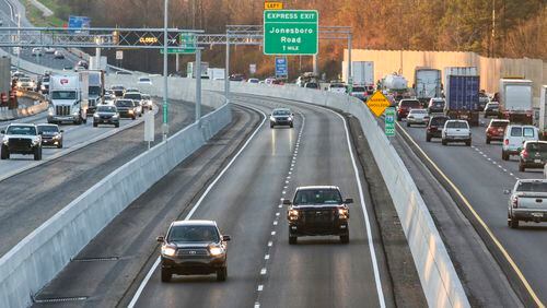The State Road & Tollway Authority expects to see approximately 6,000 weekday trips on the Interstate 75 South Metro Express Lanes after six months of operation. AJC file photo