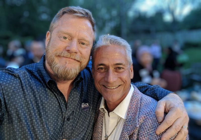 Mark S. King (left) with Olympic diving champion Greg Louganis, who wrote the forward for King's new book, "My Fabulous Disease: Chronicles of a Gay Survivor."
