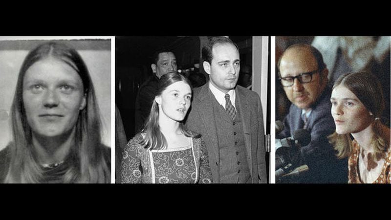 Linda Kasabian was initially charged in connection with the August 1969 Tate-LaBianca murders, but received immunity for her testimony. She is pictured at middle with prosecutor Vincent Bugliosi and at right after spending 19 days on the stand.