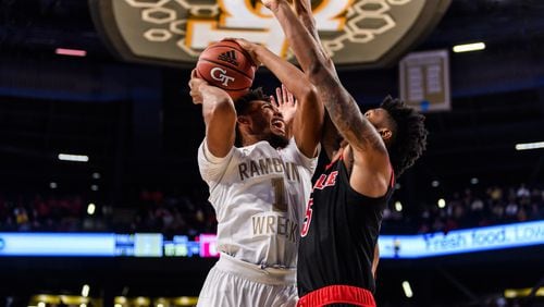 Georgia Tech center James Banks scored a career-high 24 points in the Yellow Jackets' 79-51 loss to Louisville Saturday, January 19, 2019, at McCamish Pavilion. (Danny Karnik/Georgia Tech Athletics)