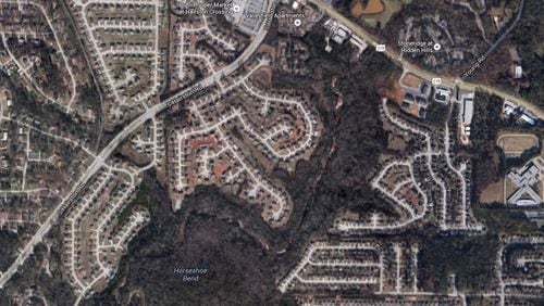DeKalb County residential real estate property assessments are increasing an estimated 8 percent for 2017. The King’s Ridge subdivision outside I-285 is pictured. Source: ©2016 Google