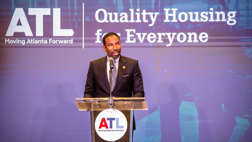 Atlanta Mayor Andre Dickens discusses his housing agenda during a HouseATL meeting at The Gathering Spot on Wednesday, Oct. 26, 2022. (City of Atlanta)