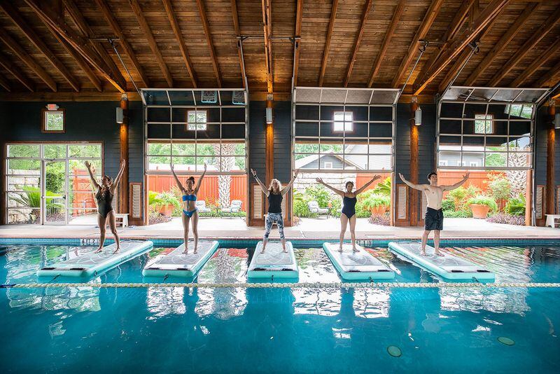Rejuvenate and refresh at the Lake Austin Spa resort where one of the classes is held on floating boards in the pool.
(Courtesy of Lake Austin Spa Resort)