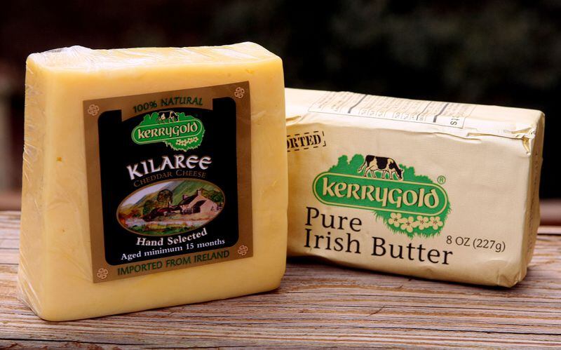 Irish cheddar cheese and butter products can be found locally.