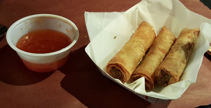 Janet’s Kitchen serves lumpia, Filipino-style egg rolls, filled with pork (pictured) or shrimp. CONTRIBUTED BY AB BROOKS / SPECIAL