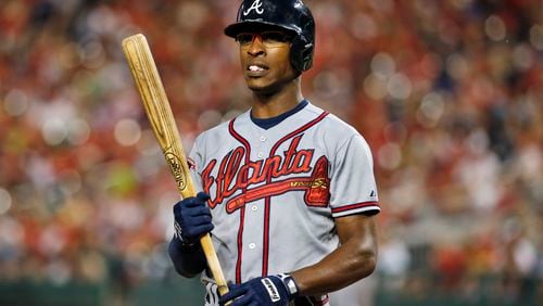 Atlanta Braves center fielder B.J. Upton (2) pause while batting during a baseball game against the Washington Nationals at Nationals Park Thursday, June 19, 2014, in Washington. The Braves won 3-0. (AP Photo/Alex Brandon) So what's the chance B.J. Upton provides stability for Braves at leadoff? (AP photo)
