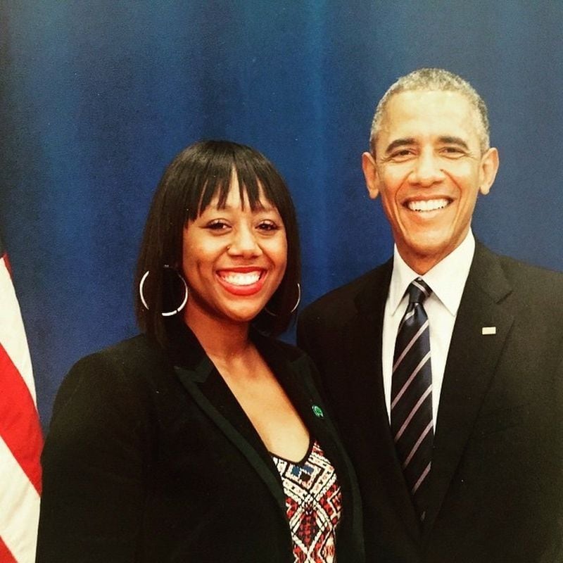 Patrice Dawkins-Jackson, 36, an assistant principal at Sandy Springs Charter Middle School, met President Obama in 2015.