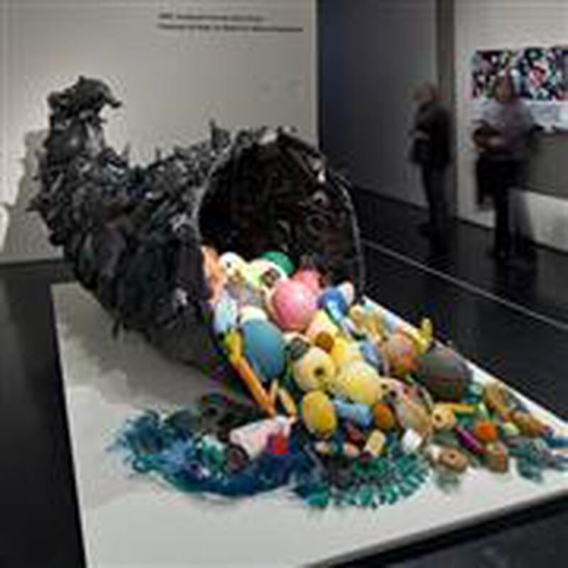 Pam Longobardi's "Bounty, Pilfered" a work of plastics, steel armature, drift nets and floats, is included in the exhibit Gyre: The Plastic Ocean at the David J. Sencer CDC Museum through June 19. CONTRIBUTED BY ANCHORAGE MUSEUM