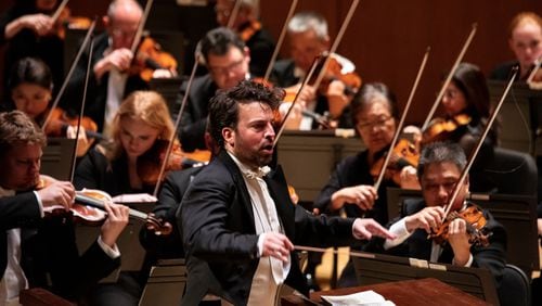 Guest conductor James Gaffigan leads the ASO Thursday at Symphony Hall. Photo: Nunnally Rawson