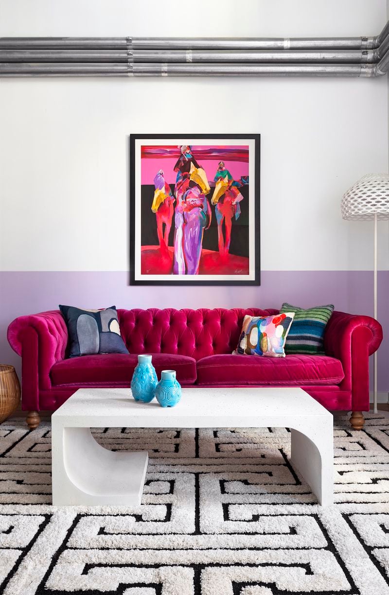 Afraid of too much pink? A bold fuchsia and soothing lilac are other color options in interior design, says designer Gina Sims.
(Courtesy of Cati Teague Photography for Gina Sims Designs)