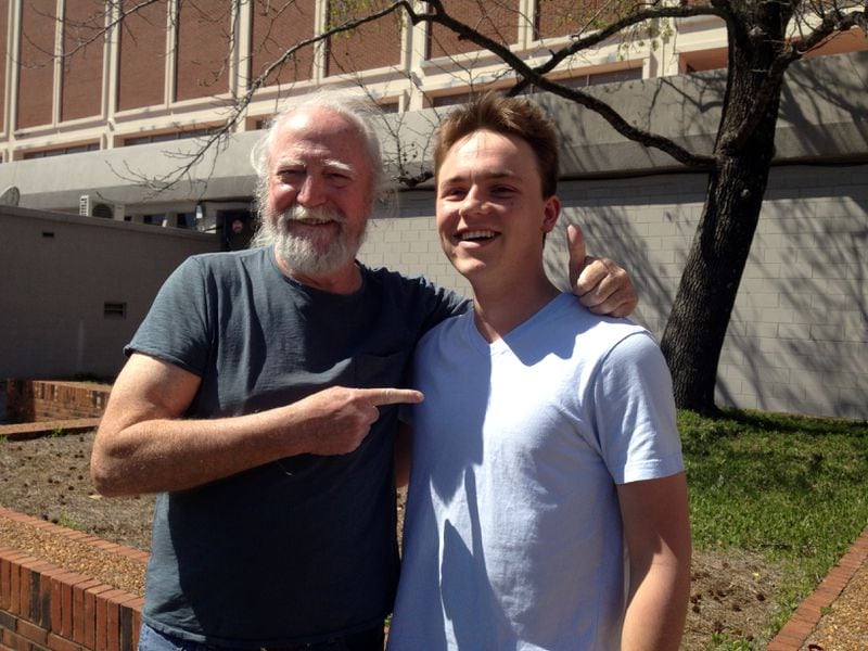 Scott Wilson poses with a UGA sophomore majoring in computer science and fan of "The Walking Dead." CREDIT: Rodney Ho/rho@ajc.com