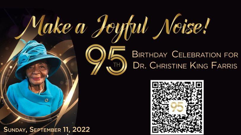 A 95th birthday celebration fundraiser is being planned for Dr. Christine King Farris on Sept. 11 in Atlanta. (Courtesy of Christine King Farris Legacy Foundation Inc.)