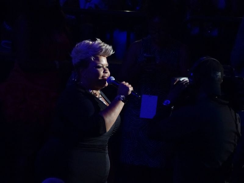 Tamela Mann began to sing "Take Me To The King" with no preparation from the audience. (She did the same song on stage last year.) Although unprepared, she still rocked the arena. CREDIT: Rodney Ho/ rho@ajc.com