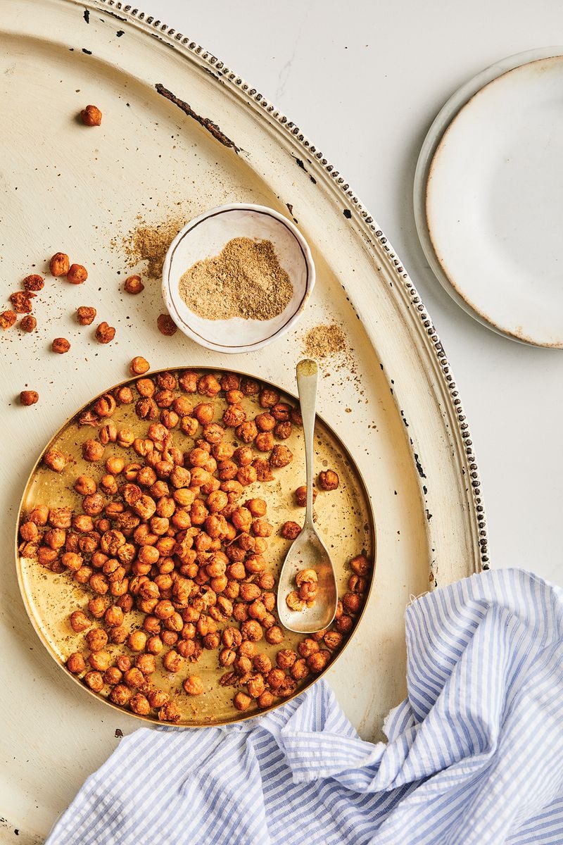 These seasoned roasted chickpeas can be eaten as a snack or added to salads. (Courtesy of Adam Milliron)