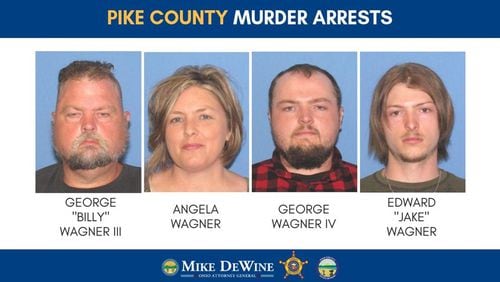 George “Billy” Wagner III, Angela Wagner George Wagner IV and Edward “Jake” Wagner were arrested in connection to the 2016 Rhoden family murders, according to the Ohio Attorney General’s Office.