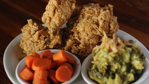 Fried Chicken, carrots and broccoli casserole at Greenwood's / AJC file photo