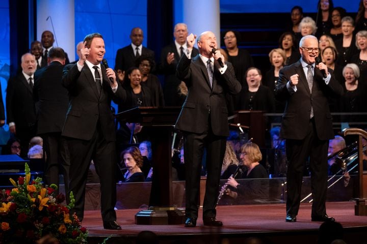 Greater Vision performs during the Legacy Celebration Service for the Rev. Charles F. Stanley at First Baptist Atlanta on Sunday, April 23, 2023. Stanley, a well-known teaching preacher and broadcast legend, died Tuesday at age 90. (Photo: Ben Gray for The Atlanta Journal-Constitution)
