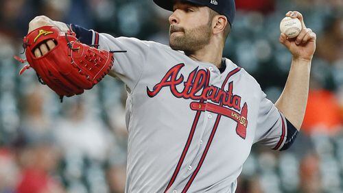 Braves starter Jaime Garcia pitches against the Houston Astros at Minute Maid Park on Wednesday. (Photo by Bob Levey/Getty Images)