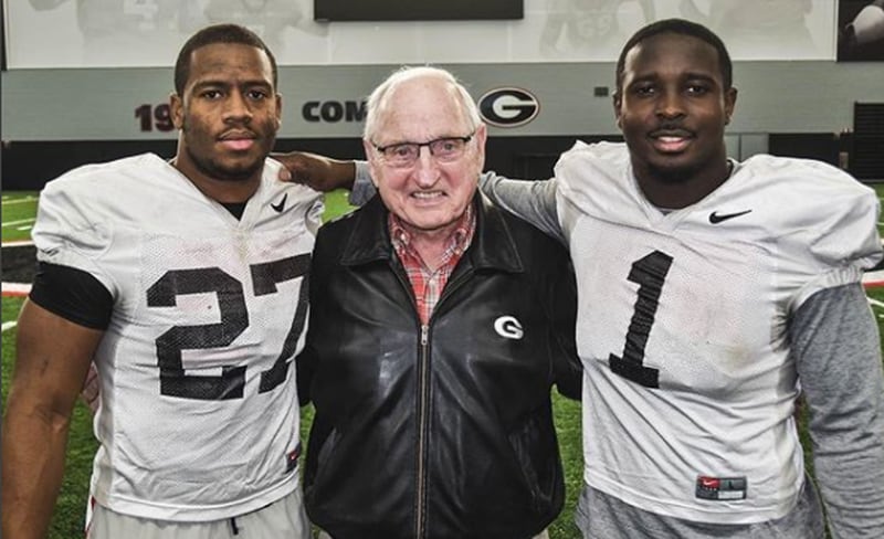 Georgia running back Sony Michel posted  a photo of himself with former Georgia coach Vince Dooley and Nick Chubb and wished Chubb a Happy Birthday.