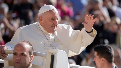 Pope Francis will meet Saturday with Georgia U.S. Sen. Raphael Warnock. (AP Photo/Andrew Medichini)
