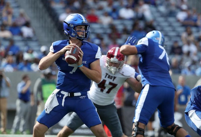 October 21, 2017 - Atlanta, Ga: Georgia State Panthers quarterback Conner Manning (7) attempts a pass in the second quarter of their game .