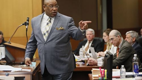 Chief Assistant District Attorney Clint Rucker during discussion of rebuttal witnesses this morning during the Tex McIver murder trial at the Fulton County Courthouse. Bob Andres bandres@ajc.com AJC FILE PHOTO