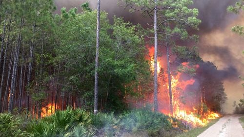 May 11, 2017: The West Mims fire in the Okefenokee National Wildlife Refuge in South Georgia. Photo shot by firefighters from the Balcones Canyonlands National Wildlife Refuge in Texas.