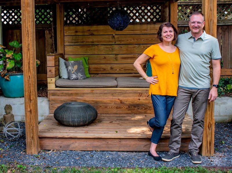 Edward and Stephanie Andrews built the treehouse several years ago in their Candler Park backyard. Edward is works for UPS, and Stephanie is the founder of Balance Design.