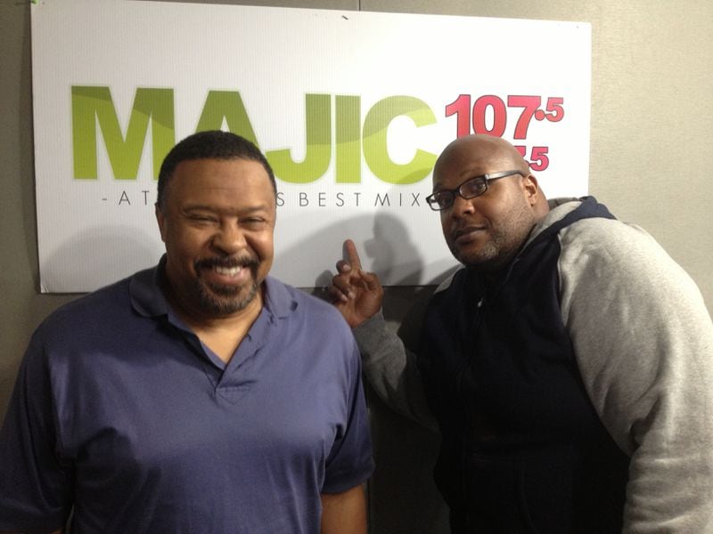 Silas "SiMan" Alexander and Chubb Rock man the afternoon show on Majic 107.5/97.5. CREDIT: Rodney Ho/rho@ajc.com