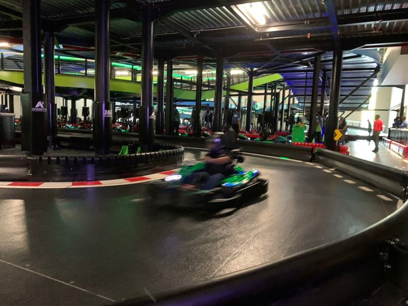 There are two primary tri-level tracks and a mini Mario track for little kids at Andretti Indoor Karting & Games in Buford, opened May 13, 2021. RODNEY HO/rho@ajc.com