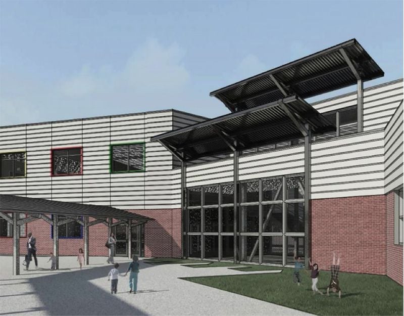 A rendering of the renovated Gideons Elementary School, which is set to open this upcoming school year.