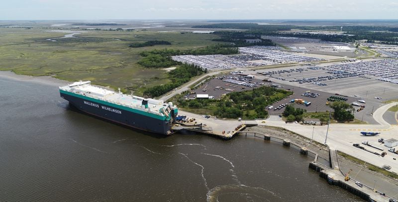 The Port of Brunswick is on pace to become the nation's busiest port for roll-on, roll-off cargo in 2026. (Photo courtesy of the Georgia Ports Authority)