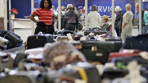Baggage left after the power outage at Hartsfield-Jackson. BOB ANDRES /BANDRES@AJC.COM File photo