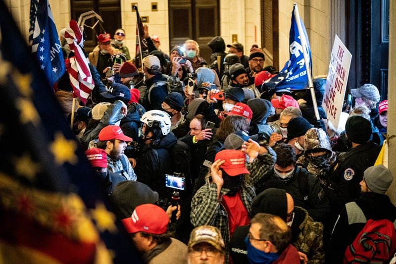 Supporters of President Donald Trump swarm inside the Capitol building in Washington, Jan. 6, 2021. The House select committee investigating the Capitol attack issued 11 more subpoenas on Wednesday, Sept. 29, targeting allies of President Donald Trump who were involved in the planning and organizing of the “Stop the Steal” rally that fueled the mob violence on Jan. 6. (Erin Schaff/The New York Times)