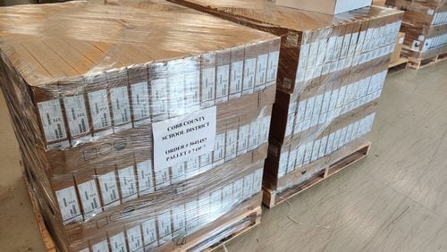 Stratix delivered the first 750 of an order to supply the Cobb County School District with 2,600 Chromebooks. (Photo courtesy of Stratix)