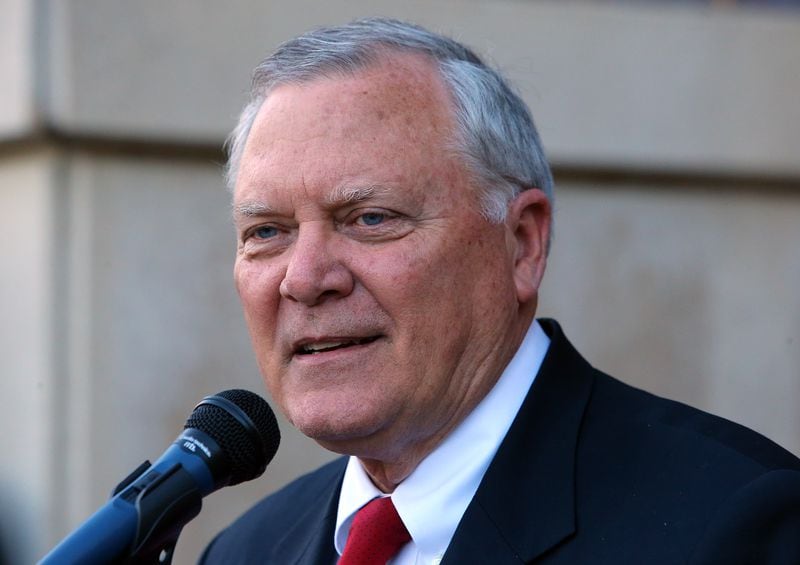 101614 ROSWELL: Georgia Governor Nathan Deal addresses supporters during a campaign stop at Roswell City Hall on Thursday, Oct. 16, 2014, in Roswell. CURTIS COMPTON / CCOMPTON@AJC.COM Gov. Nathan Deal appears to be building a case for signing the campus carry bill this year. (AJC File Photo)