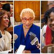 Democratic state Sens. Horacena Tate of Atlanta, from left, Gloria Butler of Stone Mountain and Valencia Seay of Riverdale are all retiring from the Georgia Senate this year after each served at least 20 years in office. AJC file photos