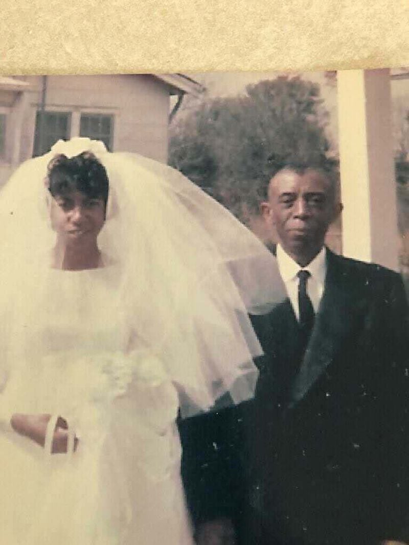 Lillie Tyson Head and her father, Freddie Lee Tyson, at her wedding in 1969 in Tuskegee, Ala. (Family photo)