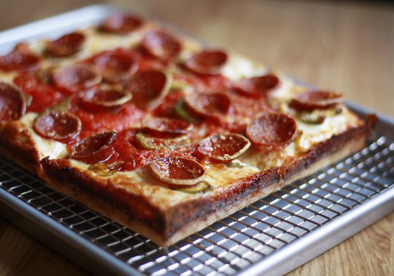 The Colony Squared at Emmy Squared is a Detroit-style pan pizza. Courtesy of Emmy Squared